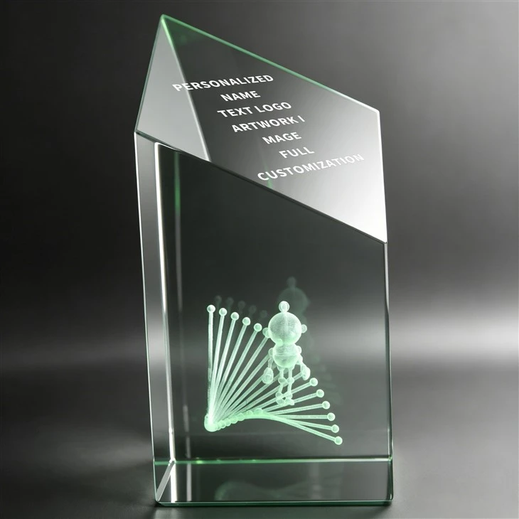 Green Cube 3D Inner Engraved Crystal Trophy best
