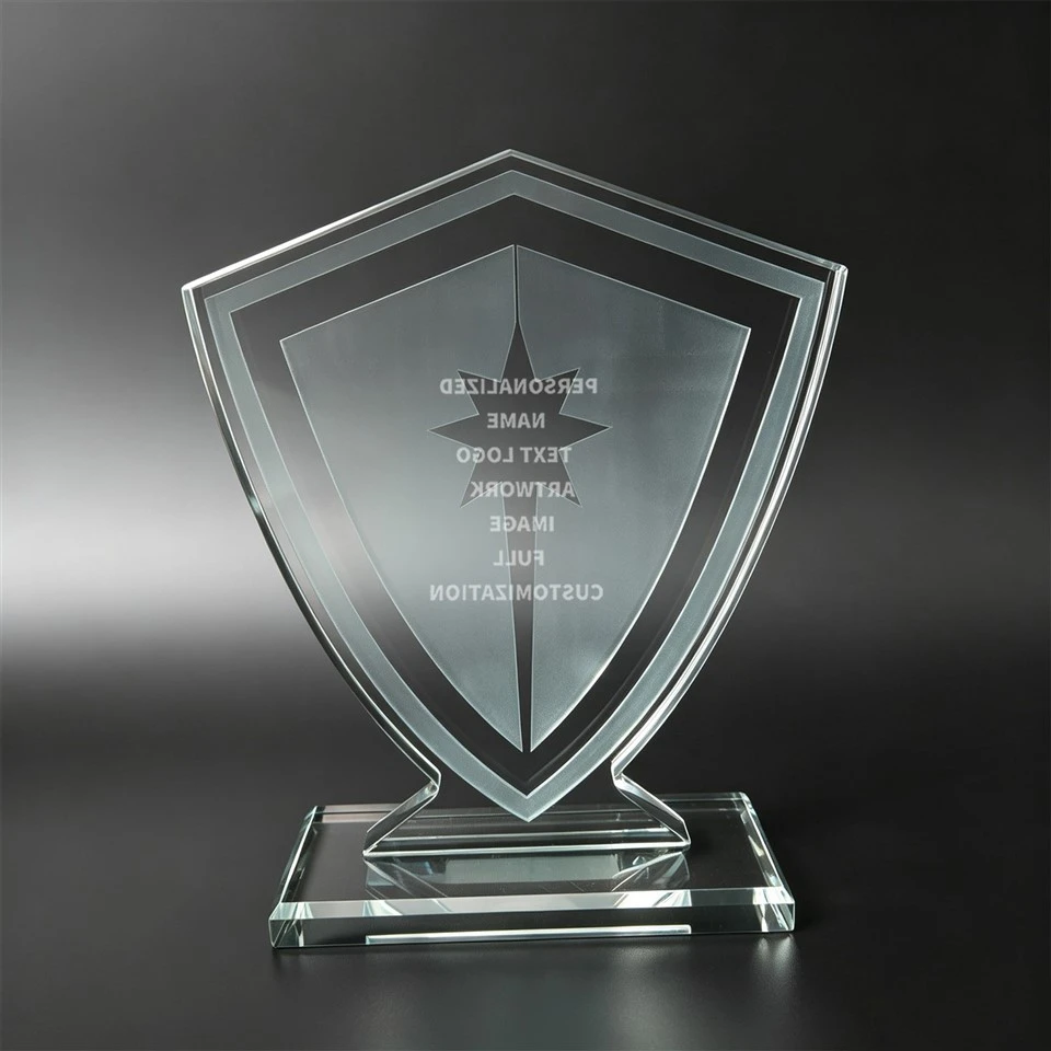Custom Engraved Shield Crystal Desk Trophy best