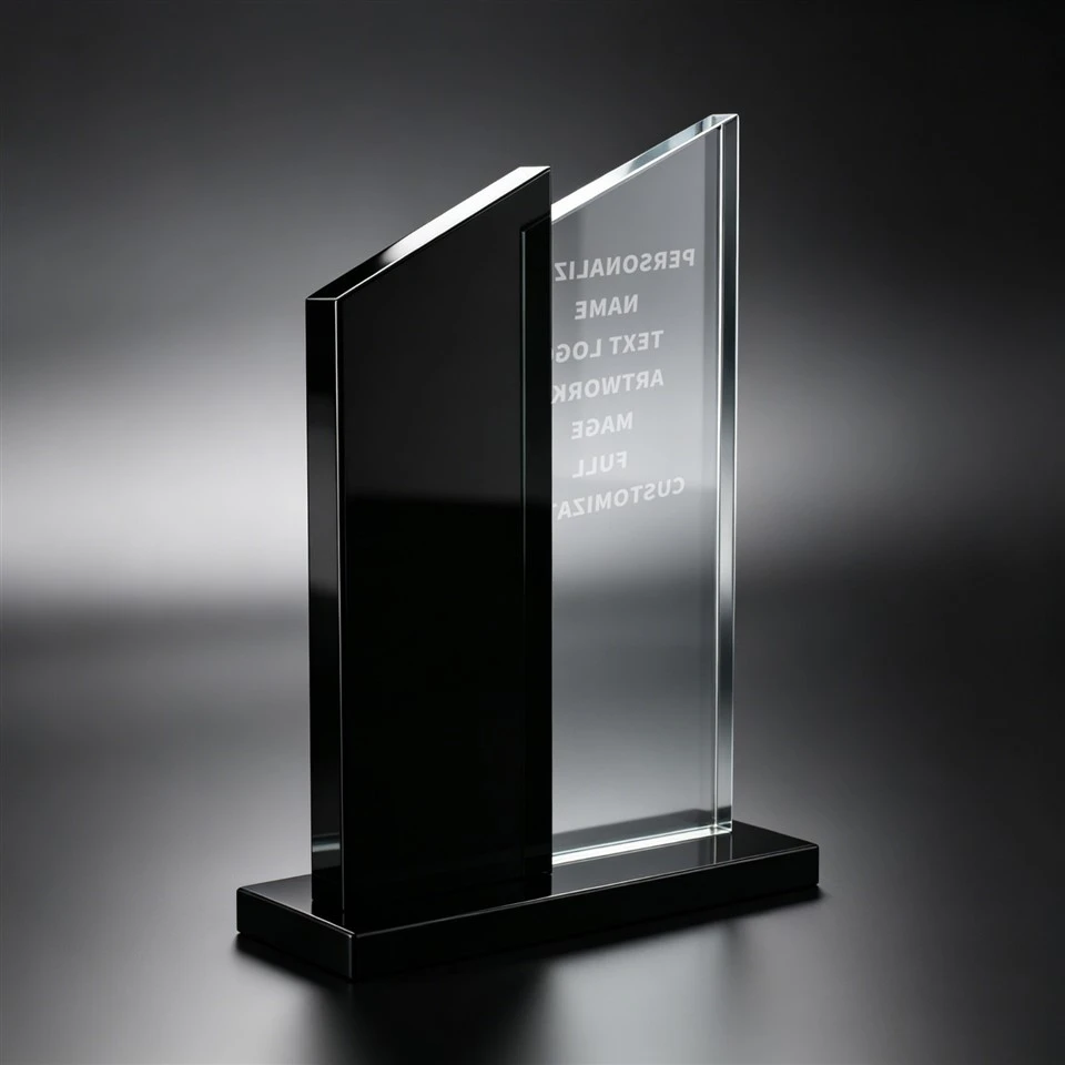 Dual Panel Black Clear Crystal Trophy price